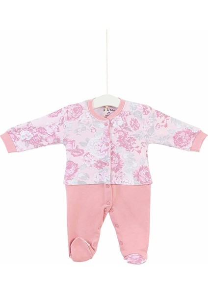 Aziz Bebe Kız Bebek Çıtçıtlı Uzun Kollu Tulum 0-6 Ay AZZ006600