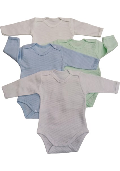 Uzun Kollu Çıtçıtlı Badi Bisiklet Yaka Body Hava Alır Kumaş Düz Renk Zıbın (4lü Paket) 0-48 Ay Arası fırsatları
