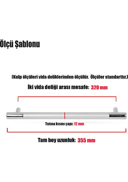 Çekmece Dolap Kapak Kulpu Kulbu 320 mm Mat Krom Kulp