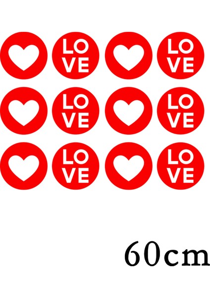 Sevgililer Günü Için Içinde Love Yazılı 12 Adet Kalp 60 cm Sticker fiyatları
