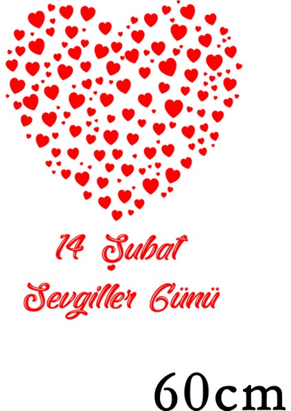 Sevgililer Gününe Özel Küçüklü Büyüklü Kalpler 60 cm Sticker