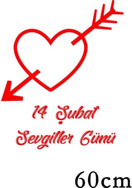 Sevgililer Günü Içinden Ok Geçmiş Kalp 60 cm Sticker fiyatları