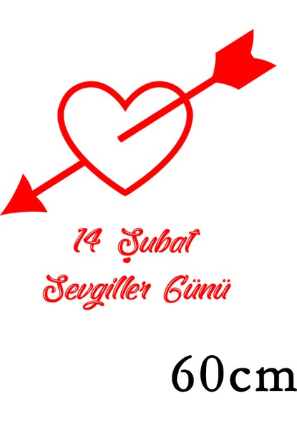 Sevgililer Günü Içinden Dolu Ok Geçmiş Içi Dolu Kalp 60 cm Sticker fiyatları