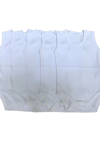 Askılı Basic Bisiklet Yaka Atlet Çıtçıtlı Badi 5li Paket Beyaz Renk 0-48 Ay
