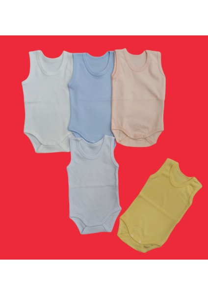 Askılı Basic Bisiklet Yaka Atlet Çıtçıtlı Badi 5li Paket 0-48 Ay