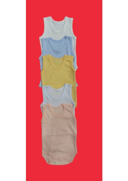 Askılı Basic Bisiklet Yaka Atlet Çıtçıtlı Badi 5li Paket 0-48 Ay