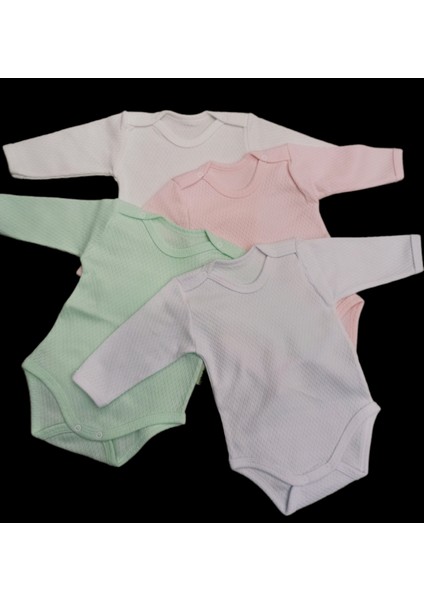 Uzun Kollu Çıtçıtlı Badi Bisiklet Yaka Body Hava Alır Kumaş Düz Renk Zıbın (4lü Paket) 0-48 Ay Arası indirimleri