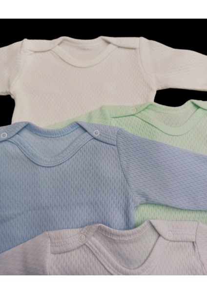 Uzun Kollu Çıtçıtlı Badi Bisiklet Yaka Body Hava Alır Kumaş Düz Renk Zıbın (4lü Paket) 0-48 Ay Arası fiyatları