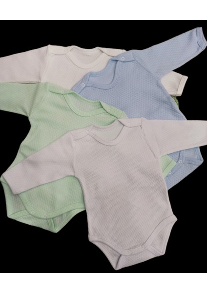 Uzun Kollu Çıtçıtlı Badi Bisiklet Yaka Body Hava Alır Kumaş Düz Renk Zıbın (4lü Paket) 0-48 Ay Arası fırsatları