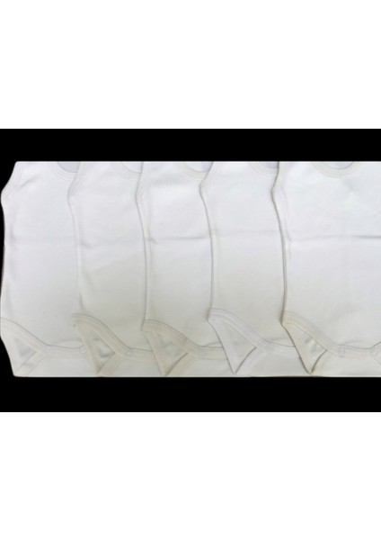 Askılı Basic Bisiklet Yaka Atlet Çıtçıtlı Badi 5li Paket Krem Renk 0-48 Ay