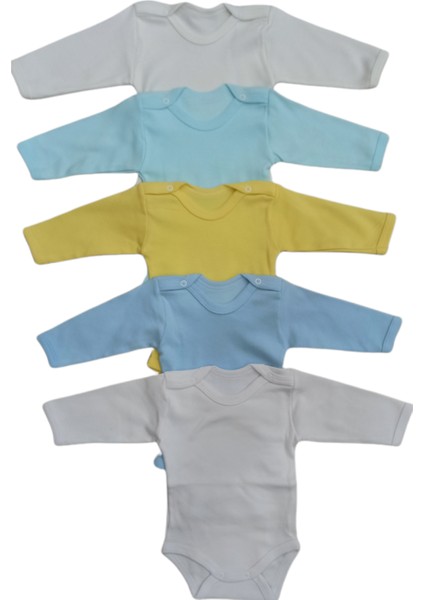 Uzun Kollu Çıtçıtlı Bebek Badisi Düz Renk Zıbın (5'li Paket) 0-48 Ay Arası fiyatları