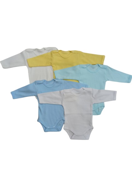 Uzun Kollu Çıtçıtlı Bebek Badisi Düz Renk Zıbın (5'li Paket) 0-48 Ay Arası fırsatları
