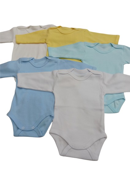 Uzun Kollu Çıtçıtlı Bebek Badisi Düz Renk Zıbın (5'li Paket) 0-48 Ay Arası indirimleri