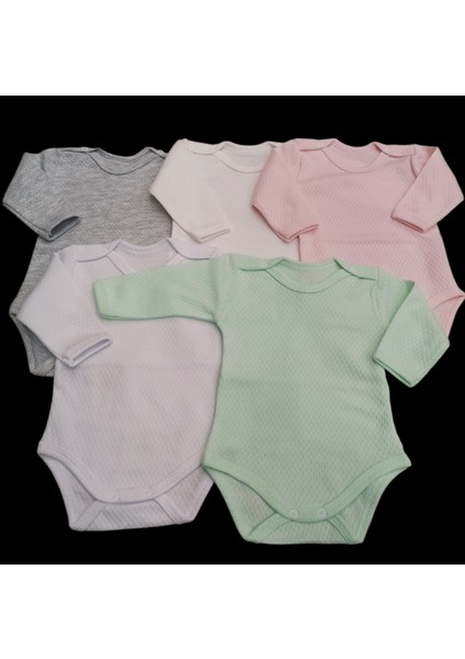 Uzun Kollu Çıtçıtlı Badi Bisiklet Yaka Body Hava Alır Kumaş Düz Renk Zıbın (5li Paket) 0-48 Ay Arası fiyatları