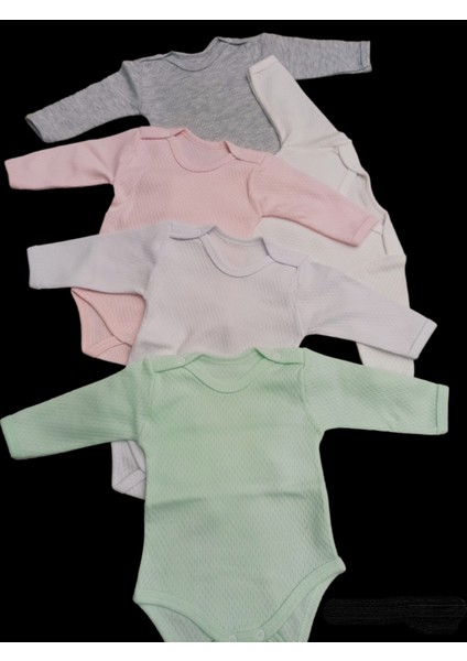 Uzun Kollu Çıtçıtlı Badi Bisiklet Yaka Body Hava Alır Kumaş Düz Renk Zıbın (5li Paket) 0-48 Ay Arası indirimleri