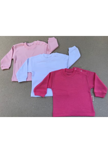 Uzun Kollu Bebek Üst Badi (3 Lü Paket) (Pembe,beyaz,koyupembe) 0-24 Ay Arası fiyatları