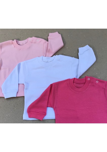 Uzun Kollu Bebek Üst Badi (3 Lü Paket) (Pembe,beyaz,koyupembe) 0-24 Ay Arası modelleri