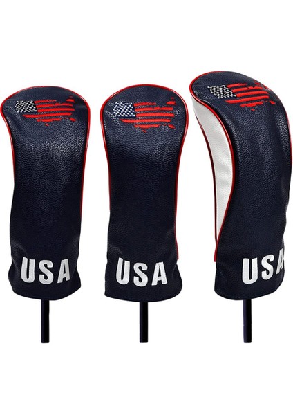 3pcs Pu Golf Kulübü Kafa Nakış Koruma Ekipmanı Sürücü Fairway Siyah Kapsar (Yurt Dışından)