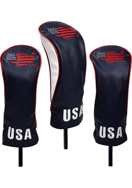 3pcs Pu Golf Kulübü Kafa Nakış Koruma Ekipmanı Sürücü Fairway Siyah Kapsar (Yurt Dışından) modelleri