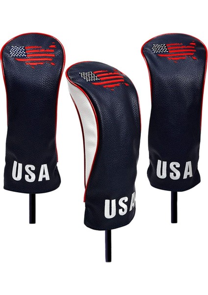 3pcs Pu Golf Kulübü Kafa Nakış Koruma Ekipmanı Sürücü Fairway Siyah Kapsar (Yurt Dışından) fırsatları