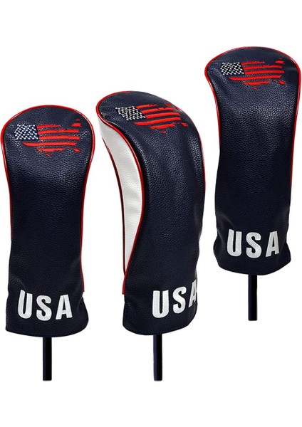 3pcs Pu Golf Kulübü Kafa Nakış Koruma Ekipmanı Sürücü Fairway Siyah Kapsar (Yurt Dışından) indirimleri