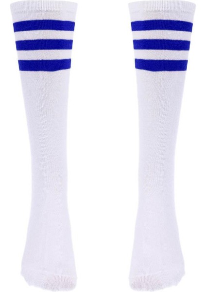 Uzun Uyluk Yüksek Tüp Çorapları S Beyaz+Çizgili (Yurt Dışından)
