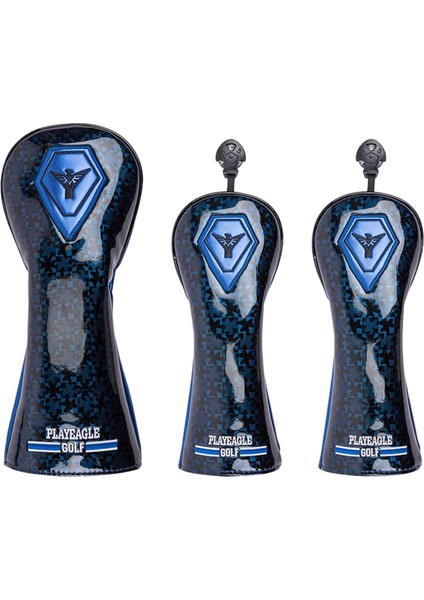 3x Golf Ahşap Headcovers Set Kafa Kapakları No. Tag Velvet Astar Koruyucu Mavi (Yurt Dışından)
