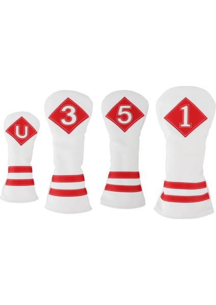 4x Golf Ahşap Kafa Kapağı Golf Kulübü Headcover Water Pu Fairway Sürücüsü Beyaz Kırmızı Numara Için (Yurt Dışından) fiyatları