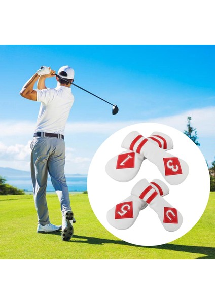 4x Golf Ahşap Kafa Kapağı Golf Kulübü Headcover Water Pu Fairway Sürücüsü Beyaz Kırmızı Numara Için (Yurt Dışından) fırsatları