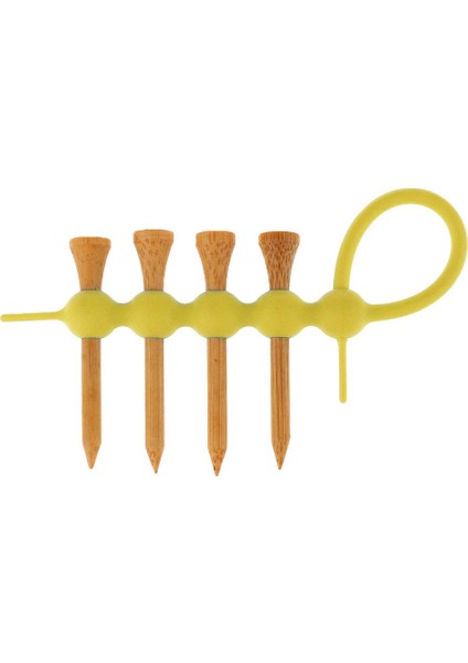 Mini Golf Tee Tutucu Alet Taşıyıcı Klip + 4 Parça Ahşap Golf Tee Set Sarı (Yurt Dışından)
