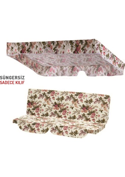 2 Kişilik Salıncak Minder Kılıfı (Süngersiz) Tenteli Ingiliz Gülü