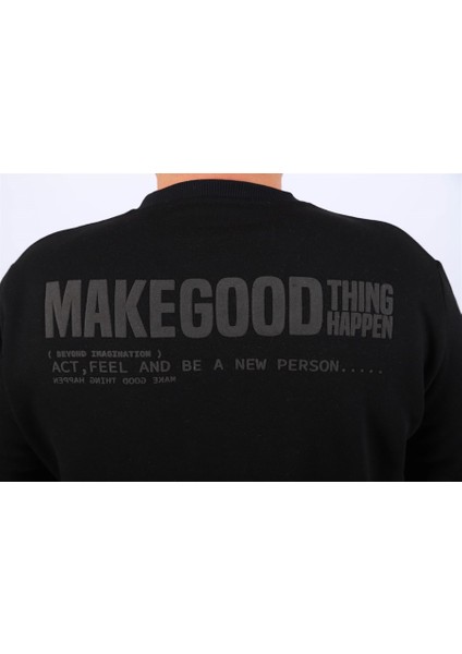 Mocgrande Büyük Beden Unisex Sweat Make Good 22734 Siyah fiyatları