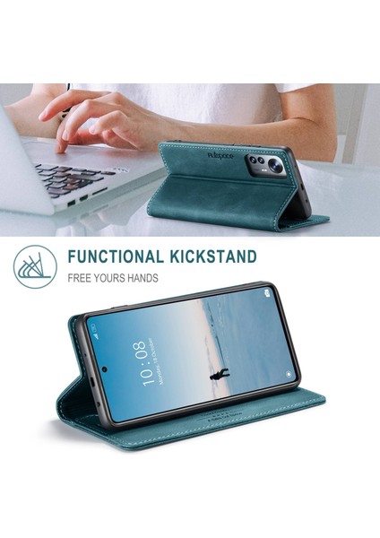 Autspace A01 Serisi Pu Deri Deri Koruyucu Kabuk Xiaomi 12 Lite 5g, Rfıd Engelleme Manyetik Kapanma Vintage Buzlu Cüzdan Stand Flip Kapak - Mavi (Yurt Dışından)