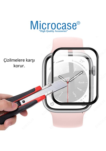 Apple Watch 8 45 mm Tam Kaplayan Kavisli Ekran Koruyucu 3D Pet Film - Siyah modelleri