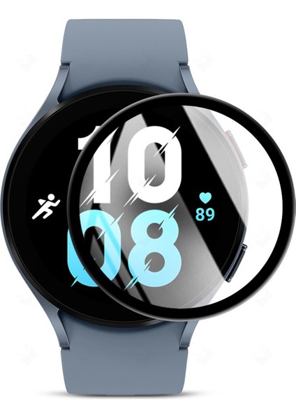 Samsung Galaxy Watch 5 44 mm Tam Kaplayan Kavisli Ekran Koruyucu 3D Pet Film - Siyah