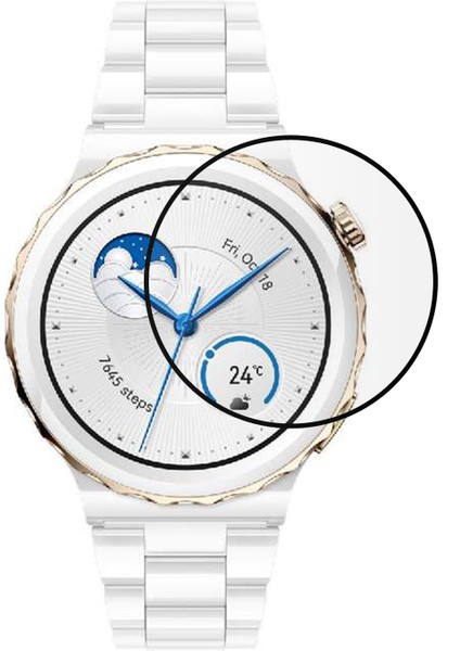 Huawei Watch Gt3 Pro 43 mm Tam Kaplayan Kavisli Ekran Koruyucu 3D Pet Film - Siyah