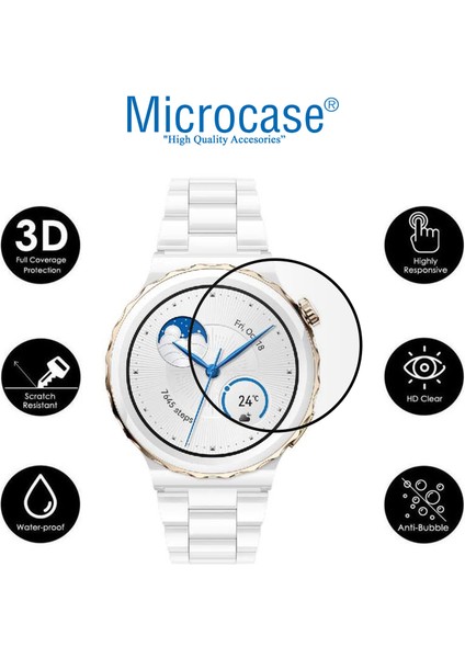 Huawei Watch Gt3 Pro 43 mm Tam Kaplayan Kavisli Ekran Koruyucu 3D Pet Film - Siyah modelleri