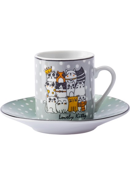 Kitty 6 Kilşilik Kahve Fincan Takımı 80 ml