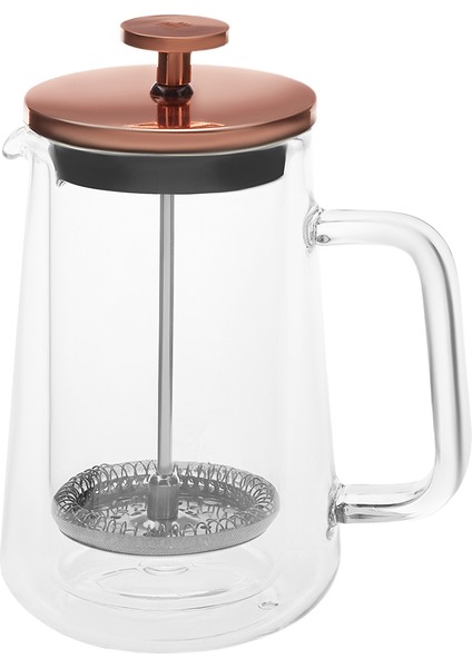 Pia Konik Çift Cidarlı Borosilikat Cam French Press 350 Ml Bronze