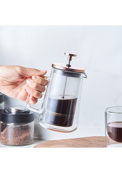 Pia Konik Çift Cidarlı Borosilikat Cam French Press 350 Ml Bronze