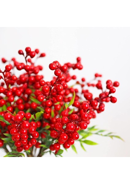 Yapay Çiçek Kokina 3 Dal Lı Demet 20*15CM Yılbaşı Çiçeği Red Berry