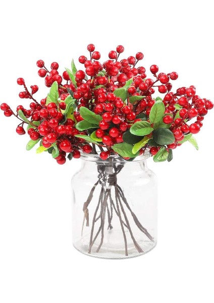 Yapay Çiçek Kokina 3 Dal Lı Demet 20*15CM Yılbaşı Çiçeği Red Berry