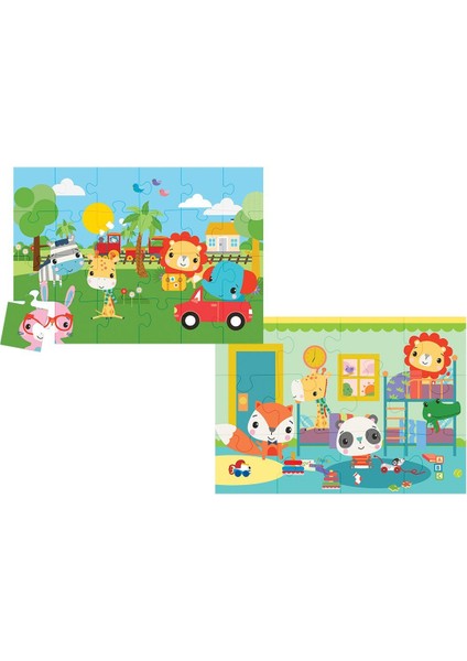 13406 Ks Fisher-Price Baby Puzzle - Railway & Bedtime / 12+24 Parça Puzzle / +4 Yaş