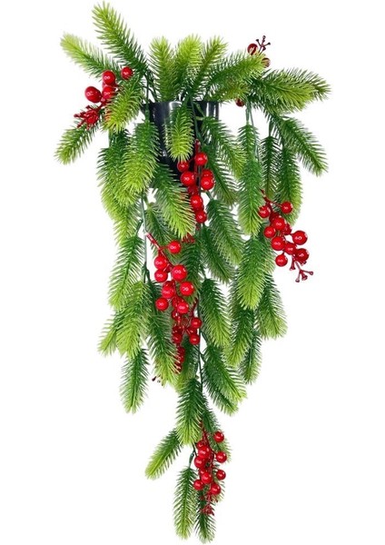 Yapay Çiçek Saksıda Sarkan Kokina Yılbaşı Çiçeği Red Berry 60CM fırsatları