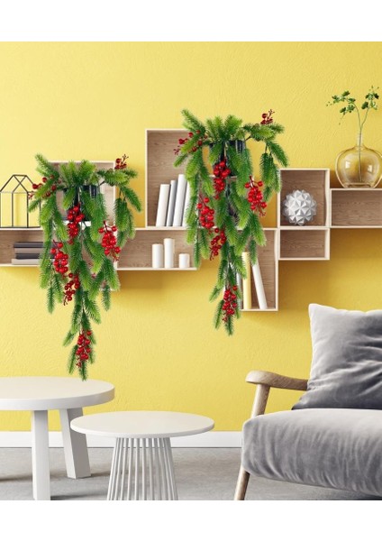 Yapay Çiçek Saksıda Sarkan Kokina Yılbaşı Çiçeği Red Berry 60CM indirimleri