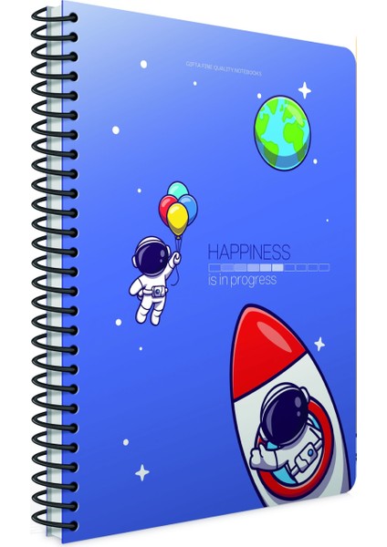 Happıness Spiralli Karton Kapak A5 80 Yaprak Çizgili Defter