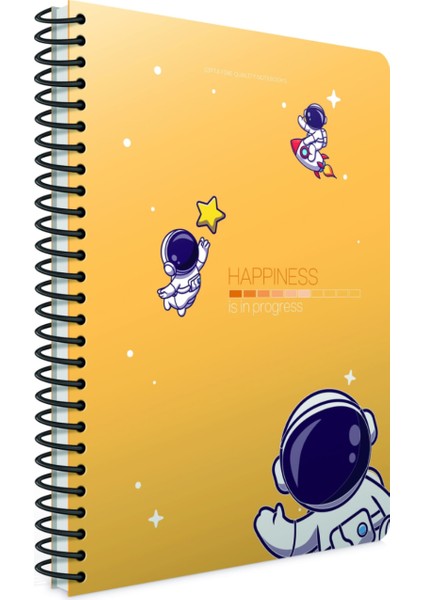 Happıness Spiralli Karton Kapak A5 80 Yaprak Kareli Defter
