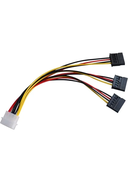 5101 Üçlü 3 Port Ide Molex Sata Power HDD 4 Pin Güç Kablosu