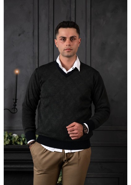 Yünlü V Yaka Erkek Triko Kazak fiyatları