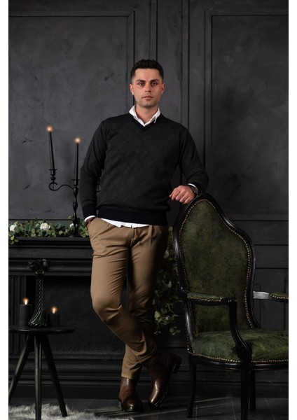 Yünlü V Yaka Erkek Triko Kazak fırsatları